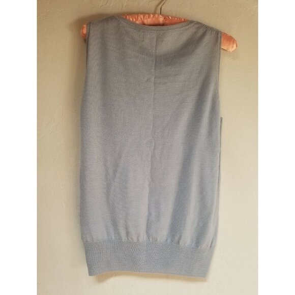 Pure Collection Womens Size 6 Gray Wool Knit Sleeveless Sweater Vest Pullover - Picture 2 of 6